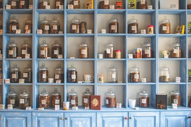 Jars, Herbs, Shelves, Store, Shop